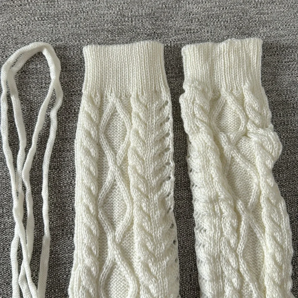 Warm Leg Warmers Knit Crochet Legging Boot Socks - Ivory